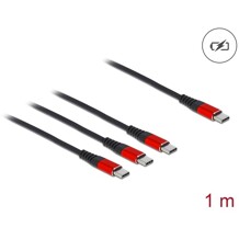 Kabel ładowarki USB 3w1 USB-C do 3 x USB-C 1m czarny / czerwony Delock 86713