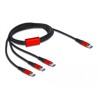 Kabel ładowarki USB 3w1 USB-C do 3 x USB-C 1m czarny / czerwony Delock 86713
