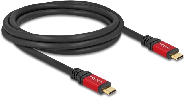 Kabel USB 2.0 USB-C męsko-męski PD 3.0 100W 2m czerwony metalowy Delock 80041