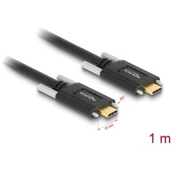 Kabel SuperSpeed USB 10Gbps 2x USB-C męski ze śrubami po bokach 1m czarny Delock 83720