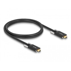Kabel SuperSpeed USB 10Gbps 2x USB-C męski ze śrubami po bokach 1m czarny Delock 83720