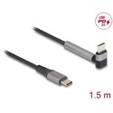 Kabel USB 2.0 USB-C męsko-męski kątowy z funkcją stojaka PD 3.0 60W 1,5m Delock 81172
