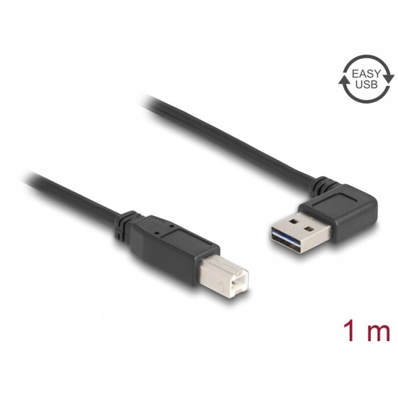 Przewód USB 2.0 typ A na USB 2.0 typ B 1m czarny Delock 83374
