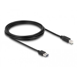 Przewód USB 2.0 typ A na USB 2.0 typ B 3m czarny Delock 83360 Przewód USB 2.0 typ A na USB 2.0 typ B 3m czarny Delock 83360