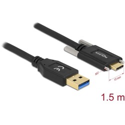 Kabel SuperSpeed USB 10Gbps typ A męski do USB-C męski ze śrubami po bokach 1,5m Delock 84017