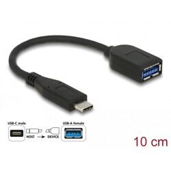 Kabel koncentryczny USB 10Gbps USB-C męski - typ A żeński 10cm Delock 65684