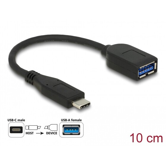 Kabel koncentryczny USB 10Gbps USB-C męski - typ A żeński 10cm Delock 65684