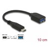 Kabel koncentryczny USB 10Gbps USB-C męski - typ A żeński 10cm Delock 65684