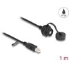 Kabel USB 2.0 typ B męski na USB 2.0 typ B żeński do instalacji nasadką ochronną IP68 1m czarny Delock 88011