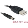 Kabel USB Power - DC 5,5 x 2,1mm wtyk 1m Delock 82197