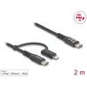 Kabel USB 2 w 1 USB-C na USB-C / Lightning dla iPhone i iPad 2m MFi 60W Delock 81171