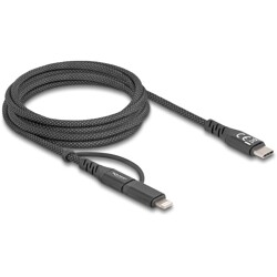 Kabel USB 2 w 1 USB-C na USB-C / Lightning dla iPhone i iPad 2m MFi 60W Delock 81171 Kabel USB 2 w 1 USB-C na USB-C / Lightning dla iPhone i iPad 2m MFi 60W Delock 81171