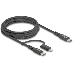 Kabel USB 2 w 1 USB-C na USB-C / Lightning dla iPhone i iPad 2m MFi 60W Delock 81171 Kabel USB 2 w 1 USB-C na USB-C / Lightning dla iPhone i iPad 2m MFi 60W Delock 81171