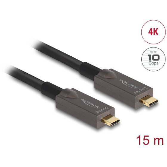 Aktywny kabel optyczny USB-C 4K Video + Data + PD 15m Delock 84179