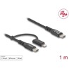 Kabel USB 2 w 1 USB-C na USB-C / Lightning dla iPhone i iPad 1m MFi 60W Delock 81170