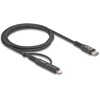 Kabel USB 2 w 1 USB-C na USB-C / Lightning dla iPhone i iPad 1m MFi 60W Delock 81170