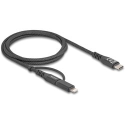 Kabel USB 2 w 1 USB-C na USB-C / Lightning dla iPhone i iPad 1m MFi 60W Delock 81170