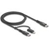 Kabel USB 2 w 1 USB-C na USB-C / Lightning dla iPhone i iPad 1m MFi 60W Delock 81170