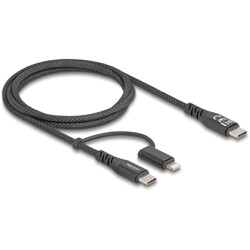 Kabel USB 2 w 1 USB-C na USB-C / Lightning dla iPhone i iPad 1m MFi 60W Delock 81170