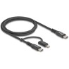 Kabel USB 2 w 1 USB-C na USB-C / Lightning dla iPhone i iPad 1m MFi 60W Delock 81170