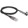 Kabel do transmisji danych i ładowania USB typ A na Lightning kątowy z funkcją stojaka czarny 1,5m MFi Delock 85404