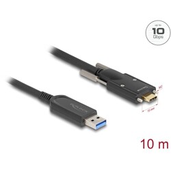 Aktywny kabel optyczny USB 10Gbps-A męski do USB-C męski ze śrubami po bokach 10m Delock 83206