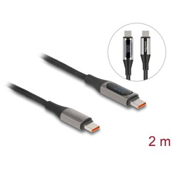 Kabel danych i szybkiego ładowania USB 2.0 USB-C męsko-męski PD 3.0 100W ze wskaźnikiem zasilania 2m Delock 86809