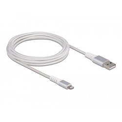 Przewód do transmisji danych USB i do zasilania na Lightning DuPont Kevlar biały 3m Delock 83003