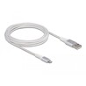 Przewód do transmisji danych USB i do zasilania na Lightning DuPont Kevlar biały 3m Delock 83003
