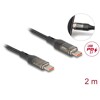 Kabel USB 2.0 danych i szybkiego ładowania USB-C męsko-męski PD 3.0 100W przezroczysty z wskaźnikiem zasilania 2m Delock 85409