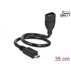Kabel USB 2.0 micro B wtyk - USB 2.0 A gniazdo OTG giętki 35cm Delock 83927