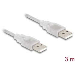 Przewód z wtykiem męskim USB 2.0 typ A - wtyk męski USB 2.0 typ A 3m przezroczysty Delock 83890