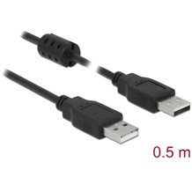 Przewód z wtykiem męskim USB 2.0 typ A - wtyk męski USB 2.0 typ A 50cm czarny Delock 84888