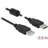 Przewód z wtykiem męskim USB 2.0 typ A - wtyk męski USB 2.0 typ A 50cm czarny Delock 84888