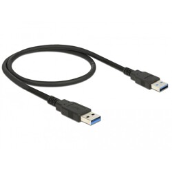 Przewód z wtykiem męskim USB 2.0 typ A - wtyk męski USB 2.0 typ A 50cm czarny Delock 84888
