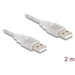 Przewód z wtykiem męskim USB 2.0 typ A - wtyk męski USB 2.0 typ A 2m przezroczysty Delock 83889