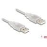 Przewód z wtykiem męskim USB 2.0 typ A - wtyk męski USB 2.0 typ A 1m przezroczysty Delock 83887