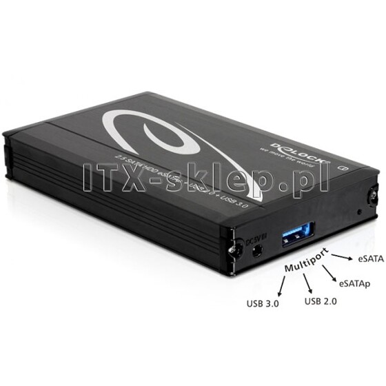 Obudowa zewnętrzna do dysku 2,5" Multiport USB 3.0 + eSATAp 14,5mm Delock 42492