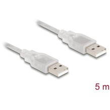 Przewód z wtykiem męskim USB 2.0 typ A - wtyk męski USB 2.0 typ A 5m przezroczysty Delock 83891