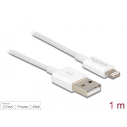 Przewód do transmisji danych USB i do zasilania na Lightning biały 1m Delock 83000