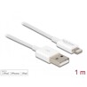Przewód do transmisji danych USB i do zasilania na Lightning biały 1m Delock 83000