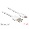 Przewód do transmisji danych USB i do zasilania na Lightning biały 15cm Delock 83001