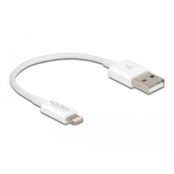 Przewód do transmisji danych USB i do zasilania na Lightning biały 15cm Delock 83001