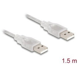 Przewód z wtykiem męskim USB 2.0 typ A - wtyk męski USB 2.0 typ A 1,5m przezroczysty Delock 83888