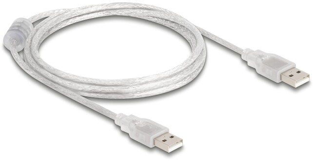 Przewód z wtykiem męskim USB 2.0 typ A - wtyk męski USB 2.0 typ A 1,5m przezroczysty Delock 83888