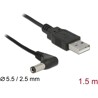 Przewód zasilający USB - DC 5.5 x 2.5mm męski 90° 1,5m Delock 85588