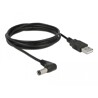 Przewód zasilający USB - DC 5.5 x 2.5mm męski 90° 1,5m Delock 85588