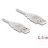 Przewód z wtykiem męskim USB 2.0 typ A - wtyk męski USB 2.0 typ A 50cm przezroczysty Delock 83886