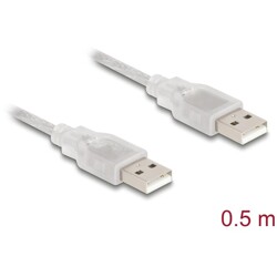 Przewód z wtykiem męskim USB 2.0 typ A - wtyk męski USB 2.0 typ A 50cm przezroczysty Delock 83886