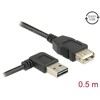 Przedłużacz USB 2.0 typ A na USB 2.0 typ A żeński kątowy 50cm Delock 85177